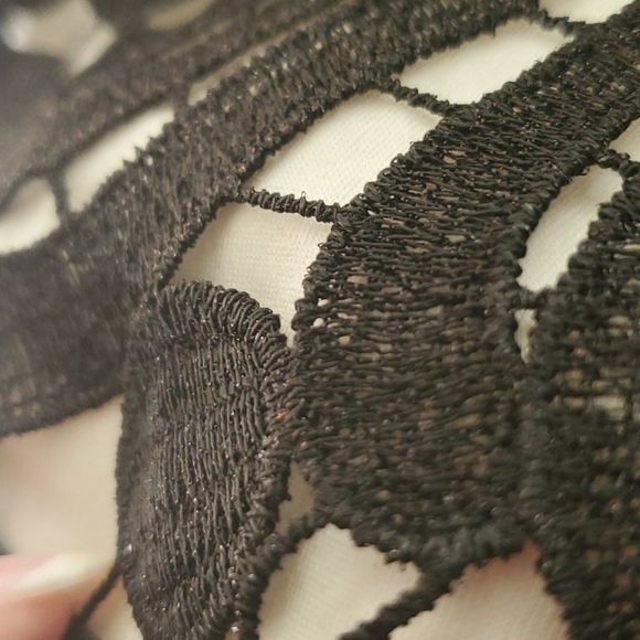 Express Black Metallic Glitter Crochet Lace Layered Tank Top - Picture 8 of 12